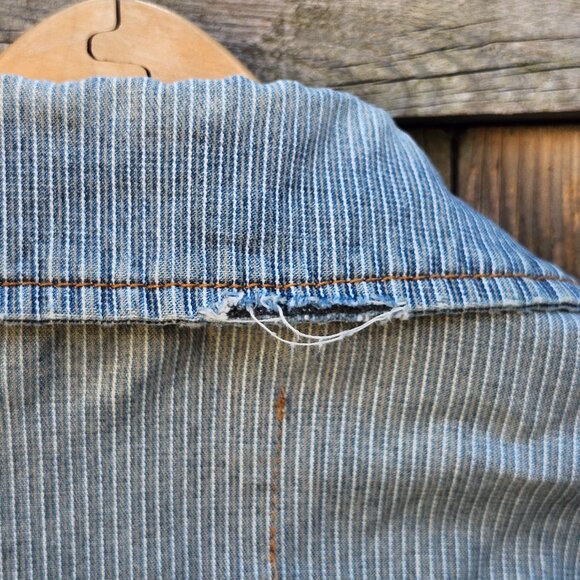 Anthropologie Pilcro Letterpresss Light Wash Pin Striped Denim Jacket Women’s XS - Picture 4 of 8